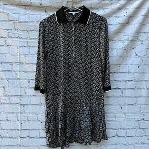 Diane Von Furstenberg Silk Dress Samuella Mini‎ Shirt Printed Ruffle Size 0